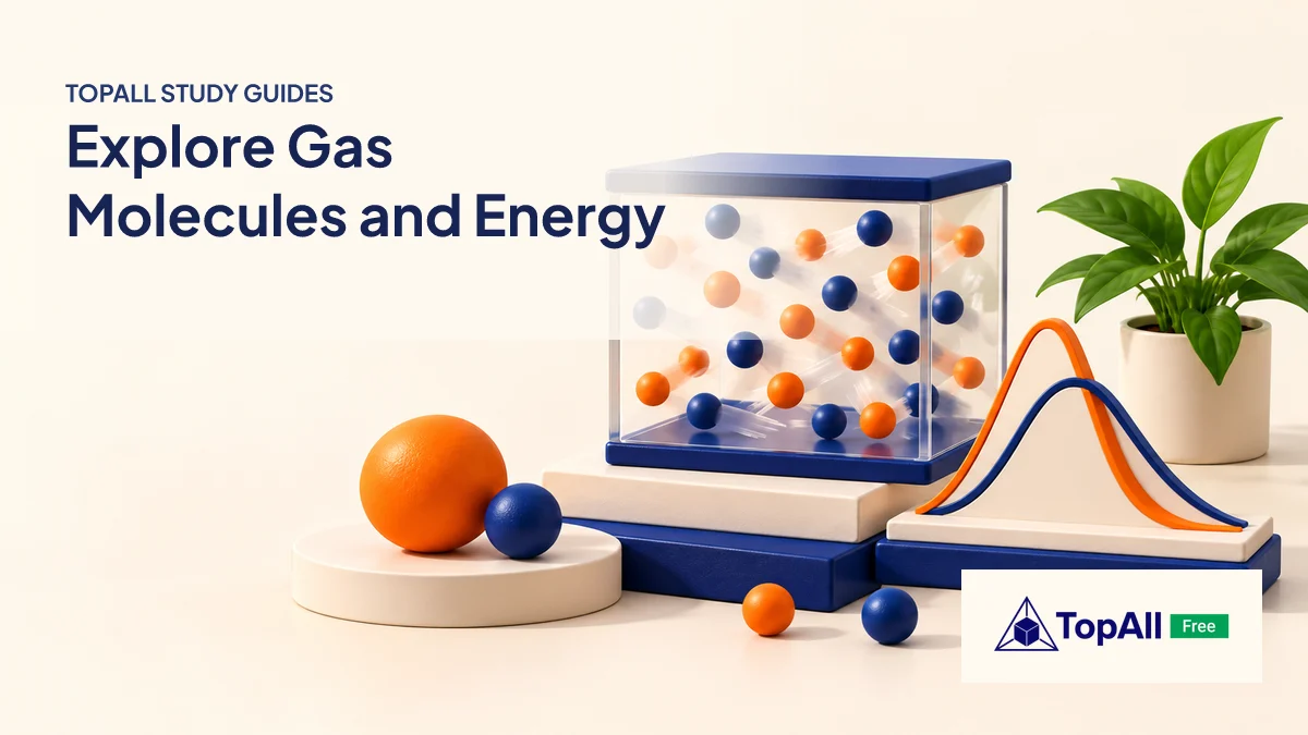 TopAll educational illustration for Kinetic Theory of Gases for JEE & NEET: Speeds, Energy & Maxwell Curve Made Easy.